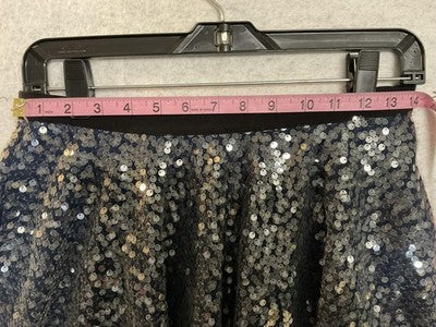 Rachel Rachel Roy Skirt Womens 4 Silver Sequin Skater Short Elastic Waist Party