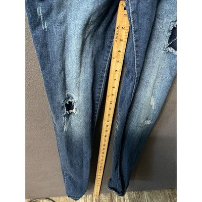 Rue 21 Distressed Denim Overalls Juniors 7/8 Skinny Jeans Bib Retro Chore