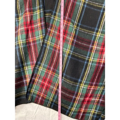 Woolrich Poncho Wrap Women One Size Black Multi Plaid Open Front Whipstitch Wrap