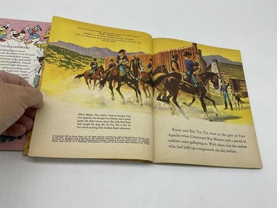 Little Golden Book Rin Tin Tin Outlaw Tale and Spin Ghost Ship Disney Vintage HC