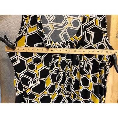 Worthington Stretch Multicolor Blouse Top XL Long Sleeve Pleated Neckline