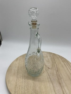 Clear Glass Decanter With Stopper Floral Starburst Handle Tabletop Decor Kitchen