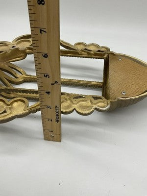 Gold Resin Wall Vase Large Scroll Woven Basket Planter Hanging Floral Decor MCM