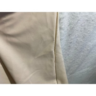 Est. 1946 Top Women XL Cream Faux Leather Mixed Media Short Sleeve Blouse