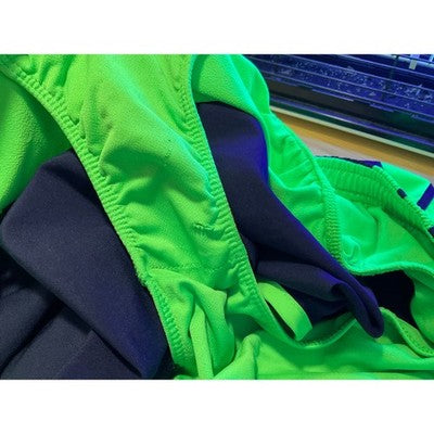 Nike Running Shorts Womens L Navy Blue Neon Green Dri-FIT Athletic Gym 548505