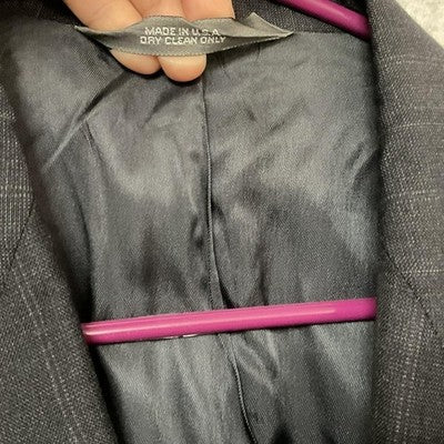 Haggar Suit Jacket Men 44L Gray Pinstripe Double Breasted Blazer Made USA Lined