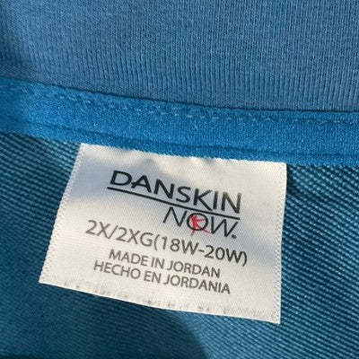 Danskin Now Track Jacket Women 2X Teal Tropic Full Zip Mock Neck Activewear