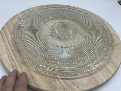 Vintage Clear Pressed Glass Round Cake Plate Replacement Striped Contemporary