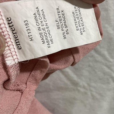 Emerette Blouse Womens Large Pink Button Front Ruffle Peplum Top Short Sleeve