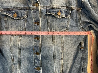 Fashion Nova Jacket Womens Medium Blue Denim Button Front Collared Pockets
