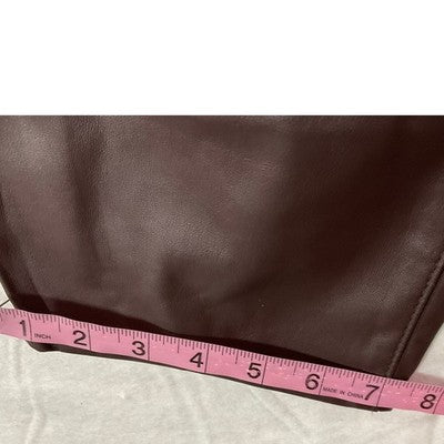 Time and Tru Faux Leather Pants Womens 12 Burgundy Straight Leg High Rise New