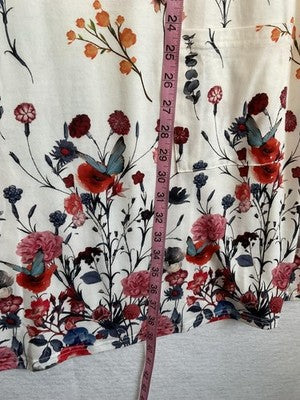 OFEFAN Tank Top Womens XXL White Floral Butterfly Tunic Pockets Sleeveless Knit