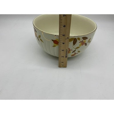 Vintage Hall's Superior Mixing Bowl Autumn Leaf Floral Gold Trim Jewel Tea Gilt