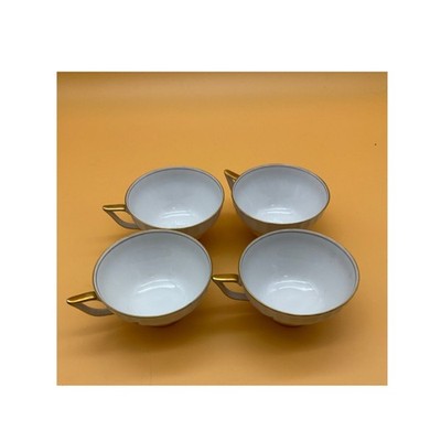 4 Cups Konigl Königl. pr. Tettau Bavaria Germany Grey Floral Gold Trim Vintage