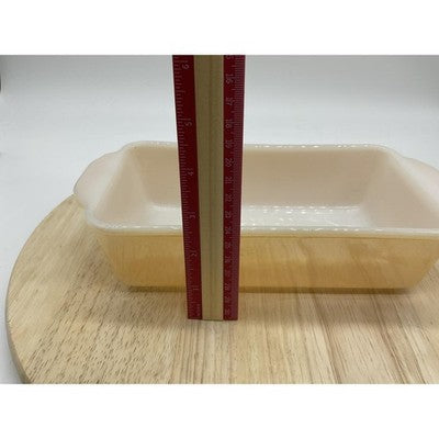 Vintage Fire-King Copper Tint Loaf Pan Milk Glass Baking Dish Oven Ware Made USA