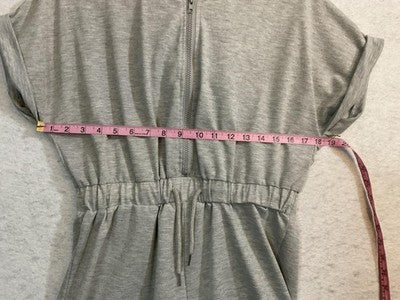 SHEIN Romper Womens Large Gray Hooded Short Sleeve Zip Front Jersey Casual