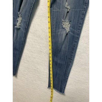 STS Blue Jeans Womens 9/29 Blue Distressed Skinny Raw Hem Stretch Streetwear