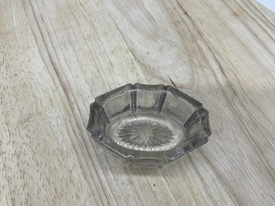 Clear Glass Dipping Bowl Small Geometric Faceted Starburst Base Vintage Retro