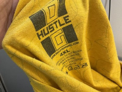 Hustle Shirt Mens 2XL Yellow Teddy Bear Graphic Tee Streetwear Hip Hop Drip
