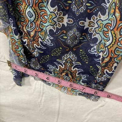Bikini Set Womens 1XL Blue Paisley 3 Piece High Waist Sheer Ruffle Pants Swim