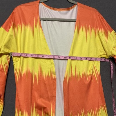 Women's 3Pc Swimsuit XL Yellow Orange Tie Dye Bikini Criss Cross Coverup