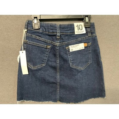 Joe's Jeans Bella A-Line Mini Skirt Raw Hem Denim Blue Girls Size 10 Stretch NWT