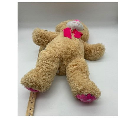21-Inch Teddy Bear with Pink Bow, Pink/Silver Hearts by Tom's Toys
