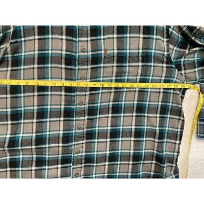 IZOD Shirt Mens 3XL Blue Gray Black Plaid Long Sleeve Flannel Button Up Casual