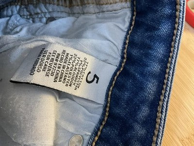 Almost Famous Jeans Juniors 5 Blue Mid Rise Skinny Sequin Side Stripe Stretch