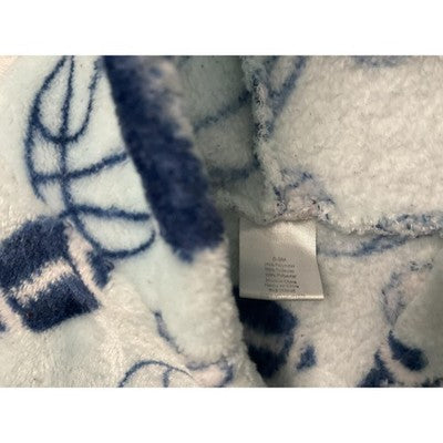 Baby Boys Hooded Bathrobe 0-9M Soft Fleece Sports Balls Print Plush Robe Blue