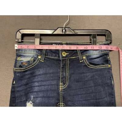 Fil Jeans distressed ripped skinny jeans yellow stitch Y2K streetwear Size 5
