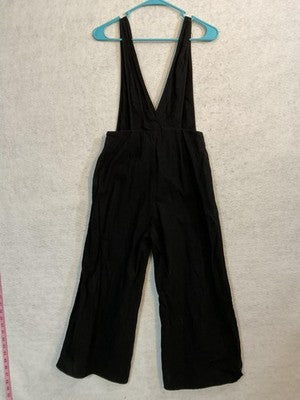 Sienna Sky Jumpsuit Womens Small Black Sleeveless V Neck Button Front Wide Leg