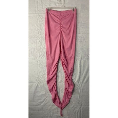 Stacked Leggings Womens L Pink Ribbed Ruched High Waist Streetwear