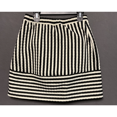 Xhilaration XS black & white/cream color striped mini skirt pull-on stretch