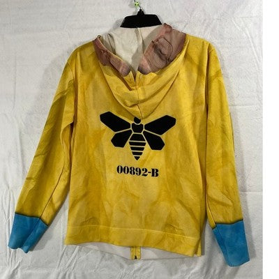 Faux Real Breaking Bad Hoodie Mens Small Yellow Hazmat Suit Cosplay Zip Up
