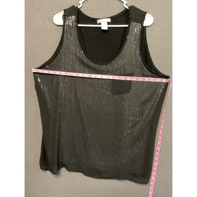 New York & Company Black Sequince Tank Top 2X Women's Plus Sleeveless