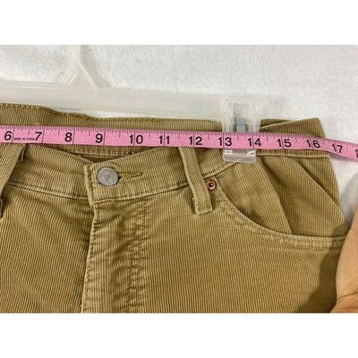 Levi's 511 Slim Fit Pants Mens 32x32 Tan Corduroy 04511-1063 Distressed Khakis