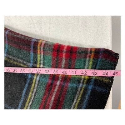Woolrich Poncho Wrap Women One Size Black Multi Plaid Open Front Whipstitch Wrap