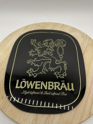 Lowenbrau Light & Dark Special Beer Advertising Sign Black Gold Plaque Vintage