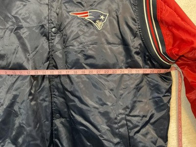 New England Patriots Jacket Mens 5XL Blue NFL Football Starter Satin Snap Front
