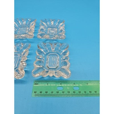 Vintage Clear Glass Ashtray Set of 5 Ribbed Base Rectangle Aprox 3" MCM