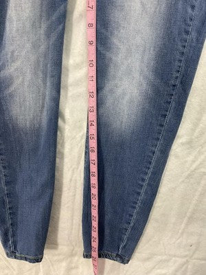 Between Us Jeans Womens 14 Blue Medium Wash High Rise Distressed Skinny Stretch