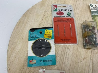 Vintage Mixed Brands Hem Tape Sewing Notions Lot Wrights Needles Pins Bell