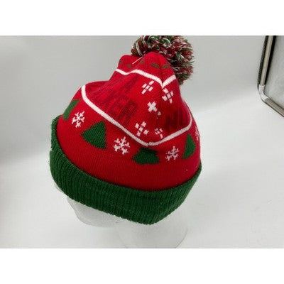 Elf Movie Beanie Hat Adult One Size Red Green Son of a Nutcracker Christmas Pom