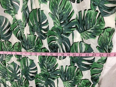 Tropical Kimono Blouse Womens One Size Green Leaf Sheer Tassel Hem Beach Coverup