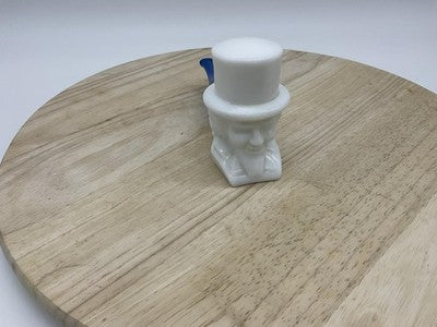 Avon Ceramic Man In Top Hat Tobacco Pipe Figurine White Blue Gold Tone Decor VTG