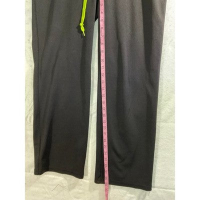Athletic Pants Women LG (no tag)  Black Neon Green Drawstring Straight Leg Gym