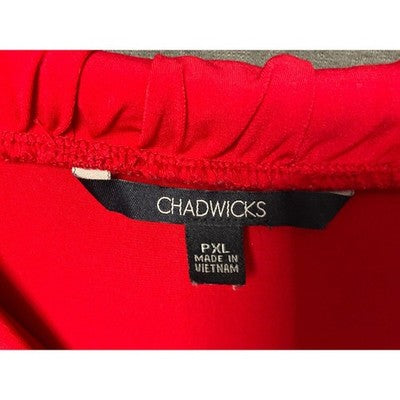 Chadwicks PXL Red Liquid Knit Dress Square Neck Stretch 90s Romantic