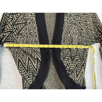 Charlotte Russe Sweater Womens Small Black Beige Open Front Cardigan Aztec Knit