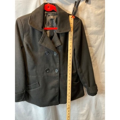 Robert Louis Women’s Jacket Medium Black Double-Breasted Wool Blend Lined